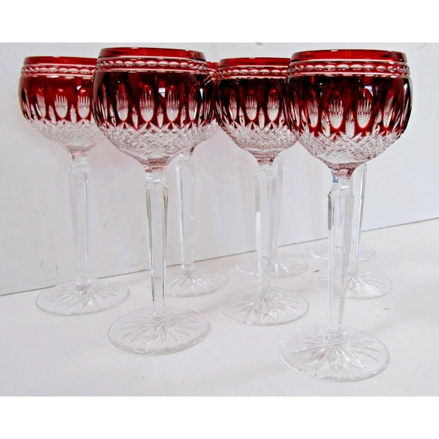 Set of 8 Waterford Crystal Clarendon Ruby Red Hock Glass 8" Tall The glasses are Waterford Crystal Clarendon Ruby Hock...