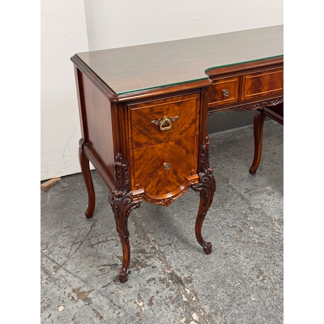 Brown American Tiger Mahogany Desk/Vanity, Circa 1920's For Sale - Image 8 of 12