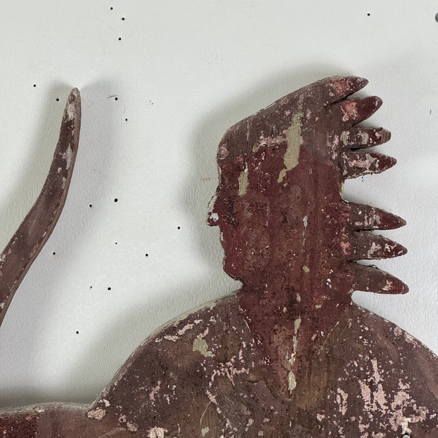 Epic 19th Century Indian Chief Trade Sign, Carved Wood in Painted Salmon Color For Sale - Image 14 of 14