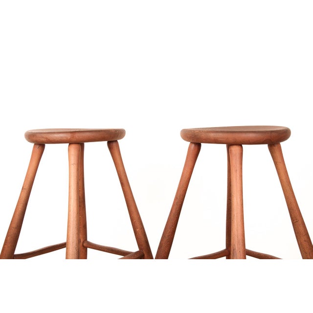 Vintage Beech and Molded Wood Stools in the style of Guillerme and Chambron, 1960s, Set of 6 For Sale - Image 10 of 18