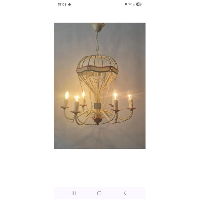 French Country Late 19th Century Gilt Iron Hot Air Balloon Chandlier For Sale - Image 3 of 6