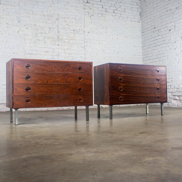 1960’s Mid Century Scandinavian Modern Pair of Rosewood Cabinets Rud Thygesen & Johnny Sorensen for Hansen & Guldborg For Sale - Image 6 of 18