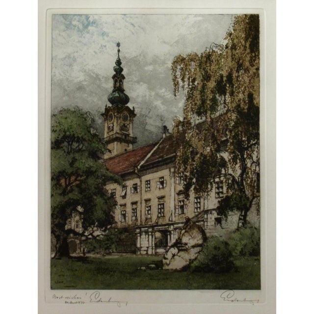This artwork titled "Linz Landhaus, Austria" 1977., is an original color etching by noted Austrian artist Josef...
