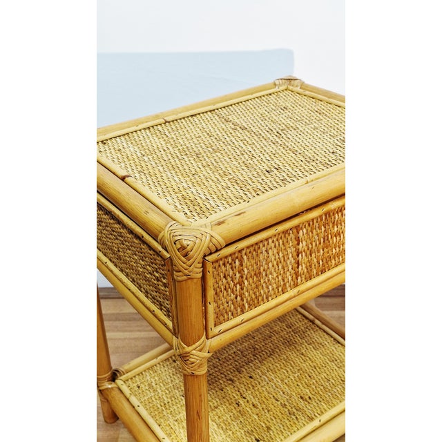 Mid-Century Modern Bamboo and Wicker Bedside Tables, Italy, 1970s, Set of 2 For Sale - Image 12 of 18