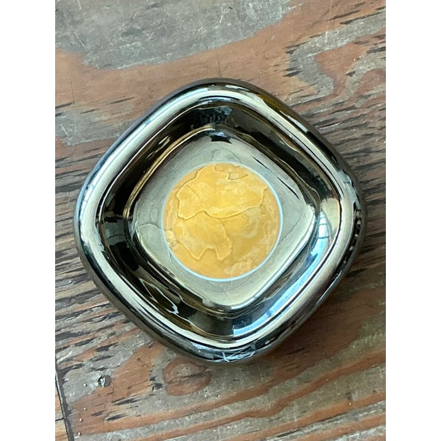 Vintage Italian Metallic Ceramic Bowl For Sale - Image 4 of 7