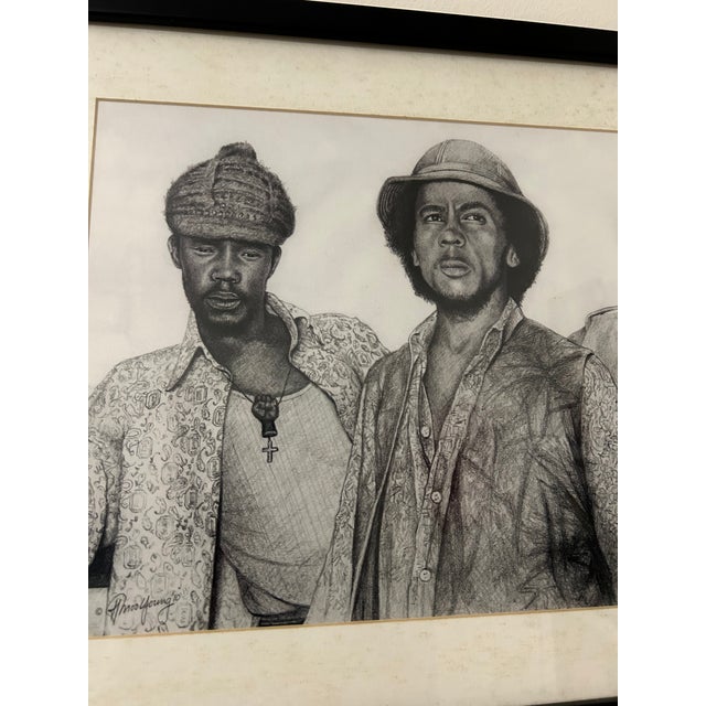 Contemporary Howard Moo Young Original Pencil Drawing – Bob Marley, Peter Tosh & Bunny Wailer, Signed For Sale - Image 3 of 10