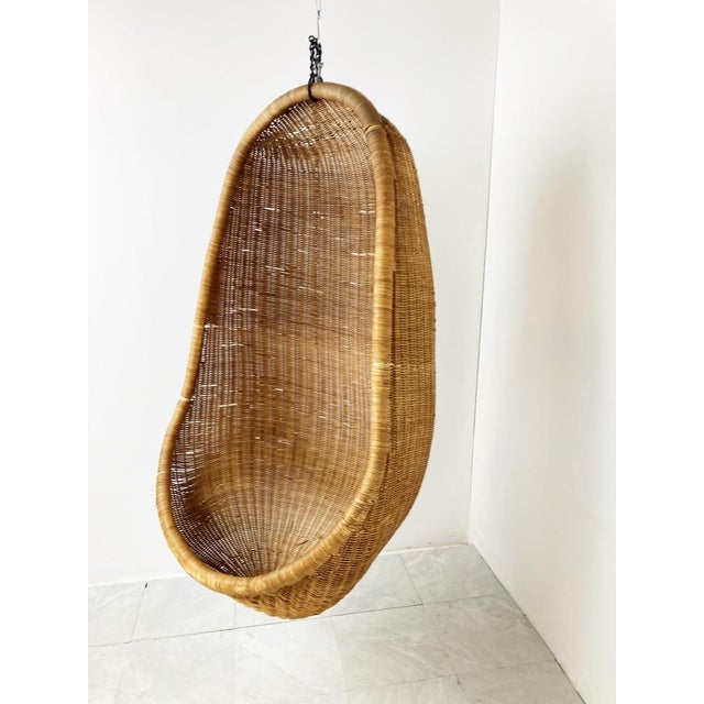 Brown Vintage Hanging Egg Chair attributed to Nanna Ditzel, 1960s For Sale - Image 8 of 9