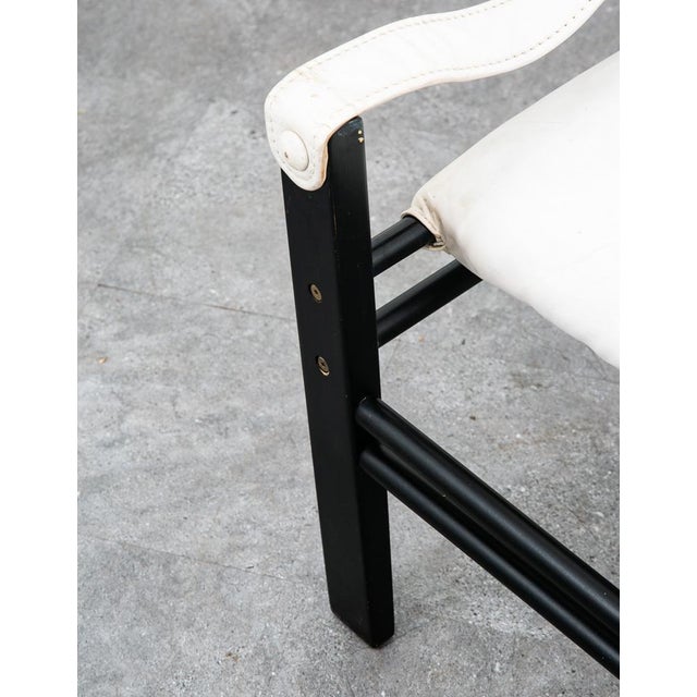 1960s Mid Century Danish Modern Lounge Chair Set White Black Leather Skipper Safari For Sale - Image 11 of 12