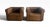 Really fantastic and unusual pair of 1980s brown leather club chairs. Made in New York by Designers Furniture Center....
