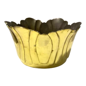 Vintage Brass Lotus Bowl Cachepot – Hollywood Regency Lotus Planter
