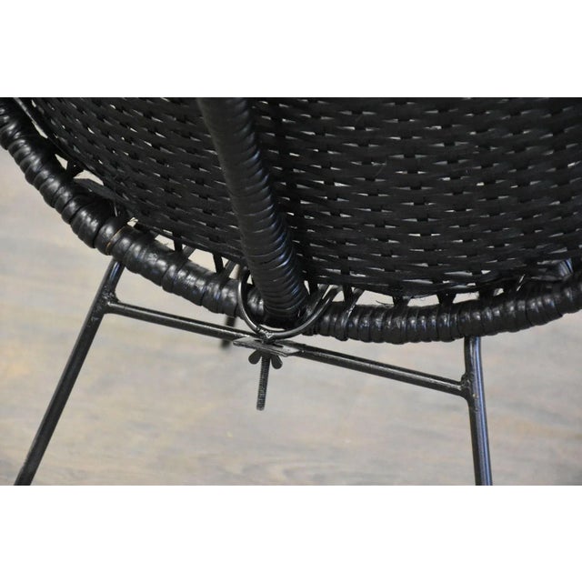 Wood 1970s Black Wicker and Iron Lounge Chair For Sale - Image 7 of 7