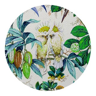 Nicolette Mayer Cockatoo Passion Blue 16" Round Pebble Placemats, Set of 4 For Sale