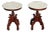 Pair of Antique White Marble Top Mahogany Parlor Round Brown Side Tables Italy For Sale