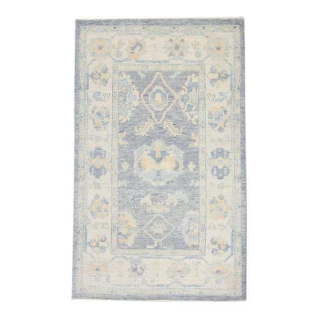 Oriental Hand Knotted Rug Turkish Oushak 3'10" x 6' For Sale