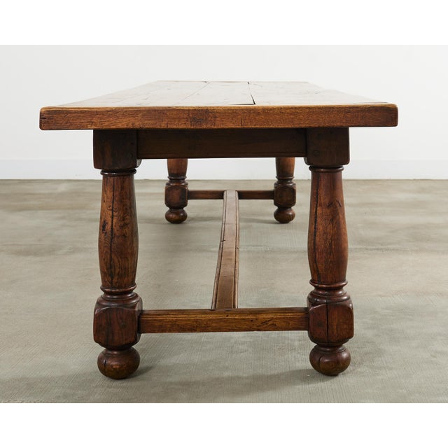 19th Century Country French Oak Farmhouse Trestle Dining Table For Sale In Sacramento - Image 6 of 12