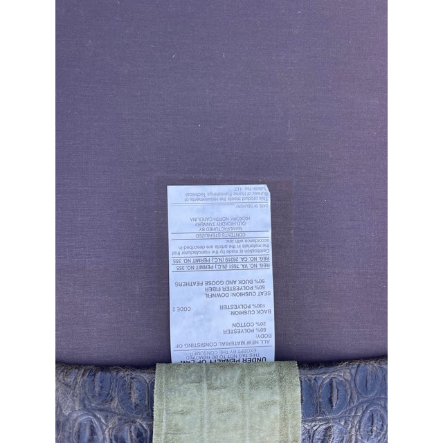 Crocodile Embossed Leather Chairs by Old Hickory Tannery, a Pair, Wingback Chairs, Nailhead Trim, Style of Massoud Lettsworth Wing Chair For Sale - Image 10 of 12