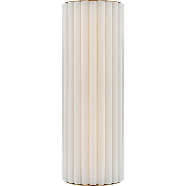 Ian K. Fowler for Visual Comfort Signature Palati Large Tall Sconce in Hand-Rubbed Antique Brass with Linen Shade For Sale