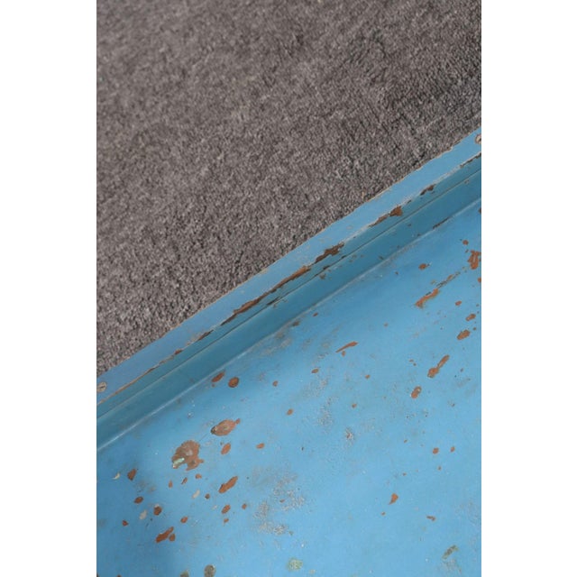 Primitive American Robin's Egg Blue Painted Wood Umbrella or Cane Stand For Sale - Image 16 of 17