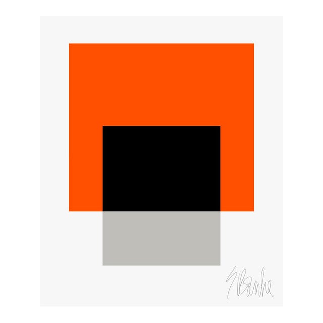The Interaction of Orange, Black and Gray Fine Art Print 25" X 30" by Liz Roache For Sale