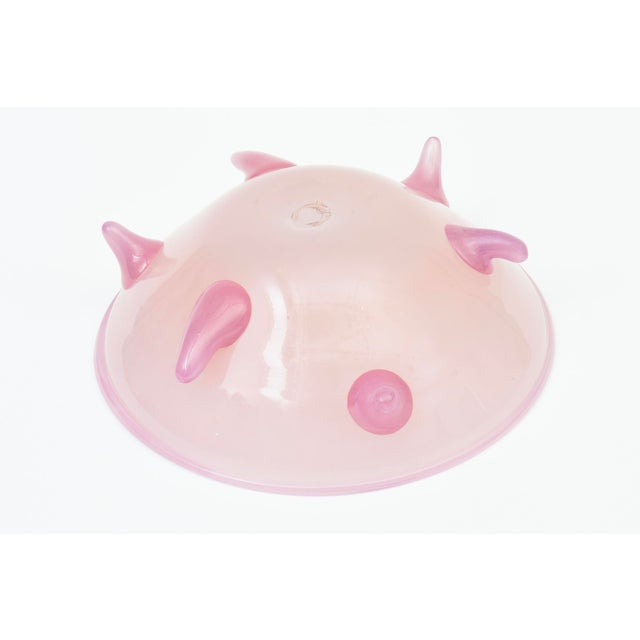 Light Pink Art Glass Pink Nipple Bowl Signed Bills Burchitts, 2001, American For Sale - Image 8 of 10