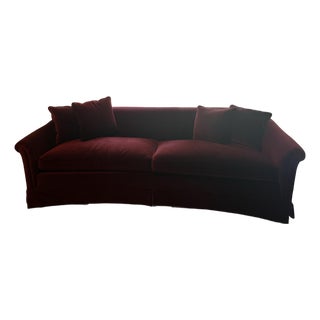 Mid Century Rolled-Arm Curved Sofa For Sale