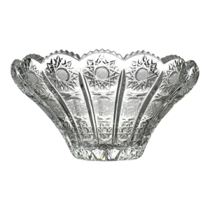 Late 20th Century Bohemian Queen Lace Crystal Cut Bowl