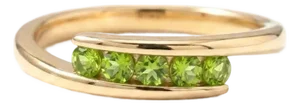 Natural Peridot Channel Set Bypass Ring - Gemstone Wrap Birthstone Ring Us 7