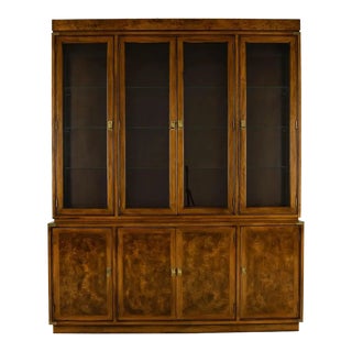 Mid 20th Century Hickory Manufacturing Mid Century Burlwood Buffet Sideboard With Hutch For Sale