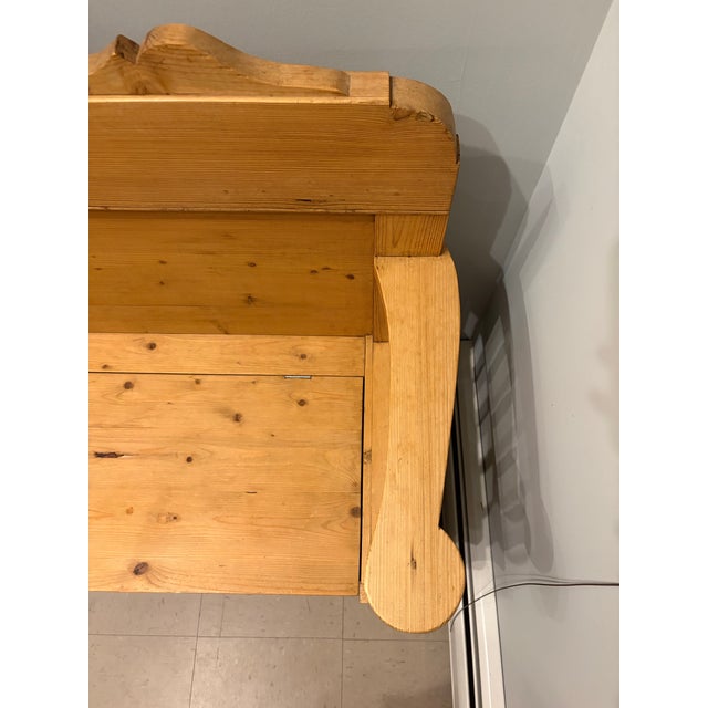 Goldenrod Antique English Pine Bench W/ Storage For Sale - Image 8 of 10