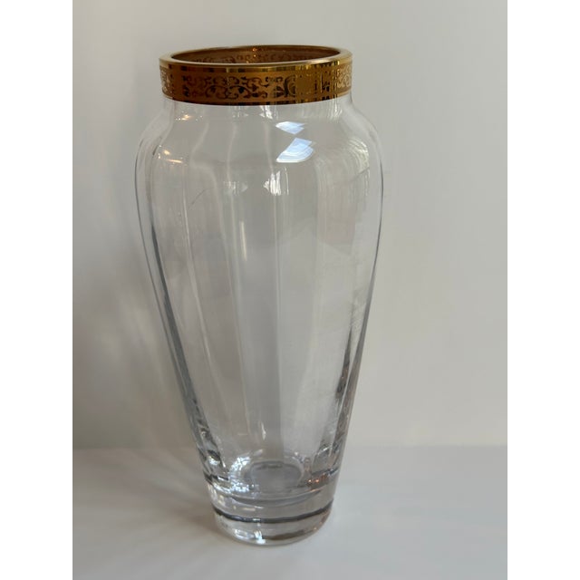 Vintage 1970s Lenox "Autumn" Collection 10" High Crystal Vase Handblown With 24k Gold Encrusted Band For Sale - Image 9 of 12