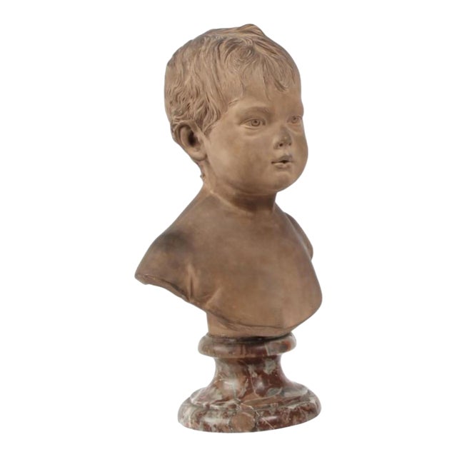 18th C Style French Terracotta Bust of a Boy by Jean-Antoine Houdon (1741-1828) For Sale