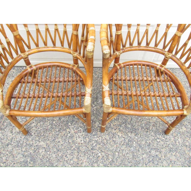 Pair of Vintage McGuire Rattan Barrel-Back Armchairs For Sale - Image 16 of 17