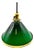 1920s Deco Banker/Poker Ceiling Light W/ 11" Brass Rim Green Glass Shade, 5 Available For Sale