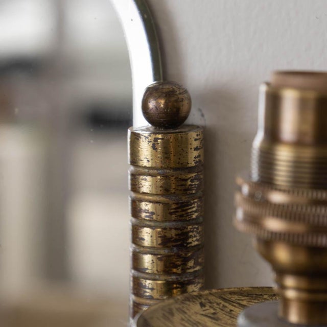 1940s Pair of French Brass and Mirror Sconces For Sale - Image 13 of 15