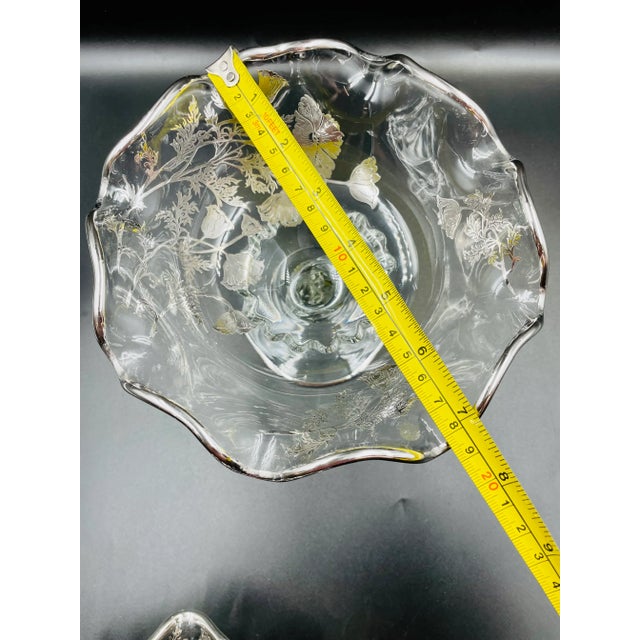 Mid 20th Century Silver City Glass Co. “Flanders Clear” Crumple Glass Compote & Corresponding Bowl Set - 2 Pieces For Sale - Image 9 of 12