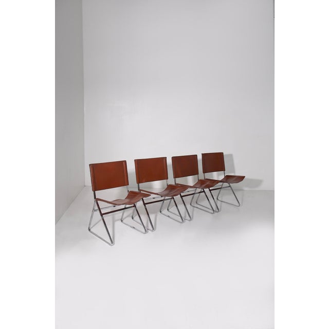 Vintage Leather Chairs by Pierre Cardin, 1960, Set of 4 For Sale - Image 11 of 11