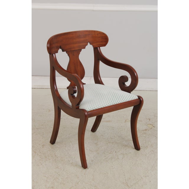 Traditional Henkel Harris Vintage Cherry Scroll Arm Open Armchair For Sale - Image 3 of 15