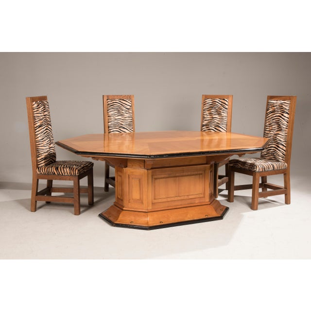 Art Deco Oak & Velvet Dining Chairs, 1930s, Set of 8 For Sale - Image 15 of 18