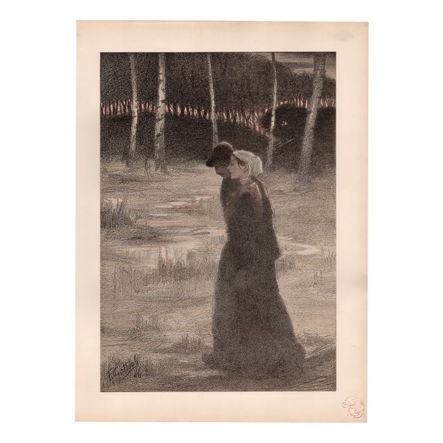 Fernand Louis Gottlob, La Promise, Lithograph on Paper For Sale