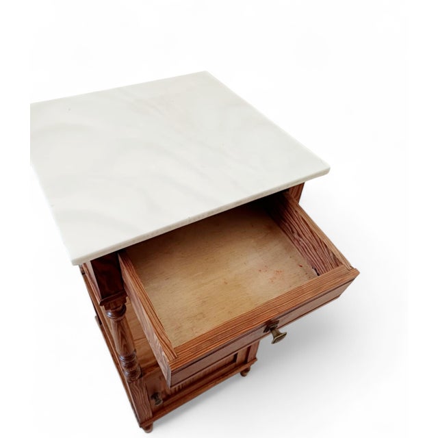 Louis XVI French Nightstand with White Marble Top, 1940s For Sale - Image 3 of 11