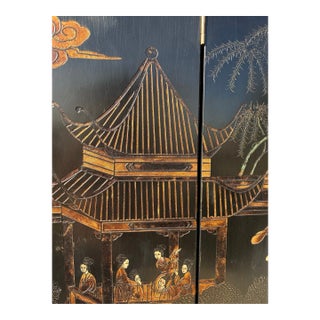Mid-Century Chinese Export Handpainted Coromandel Folding Screen For Sale