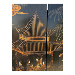 Mid-Century Chinese Export Handpainted Coromandel Folding Screen