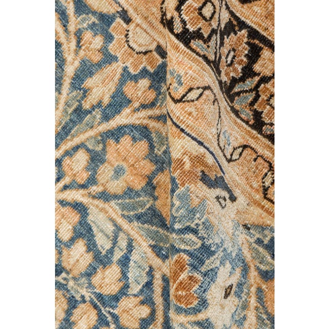 Persian Authentic 1900s Persian Meshad Blue Handmade Wool Carpet For Sale - Image 3 of 8