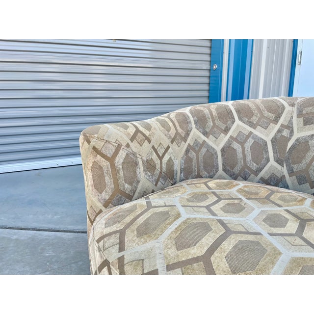 Textile 1960s Mid-Century Style Geometric Swivel Lounge Chairs - Set of 2 For Sale - Image 7 of 13