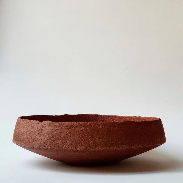 Ceramic Red Stoneware Pinakio Plate by Elena Vasilantonaki For Sale - Image 7 of 9