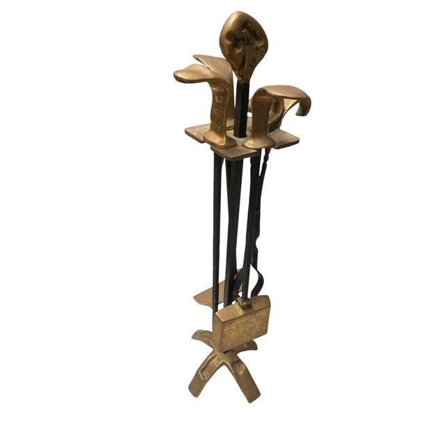 Brutalist Fireplace Tools by David Marshall, 1970s, Set of 5 For Sale - Image 3 of 11