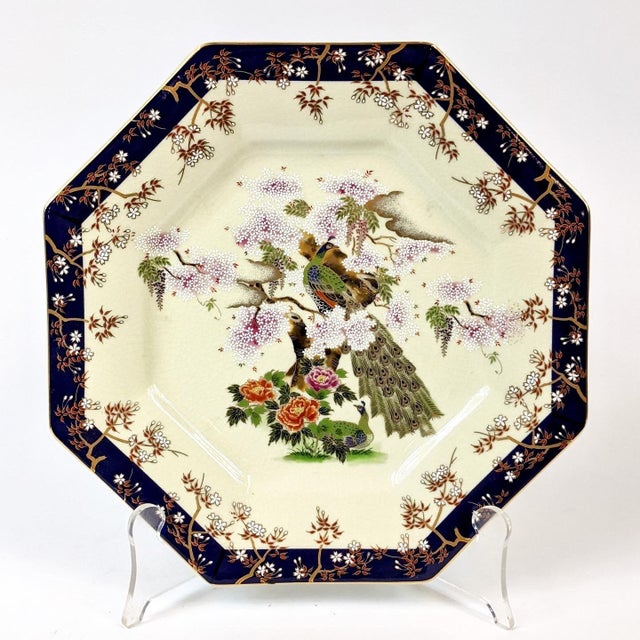 Late 20th Century Late 20th Century Japanese Cherry Blossom and Peacock Porcelain Plates - Set of 4 For Sale - Image 5 of 5
