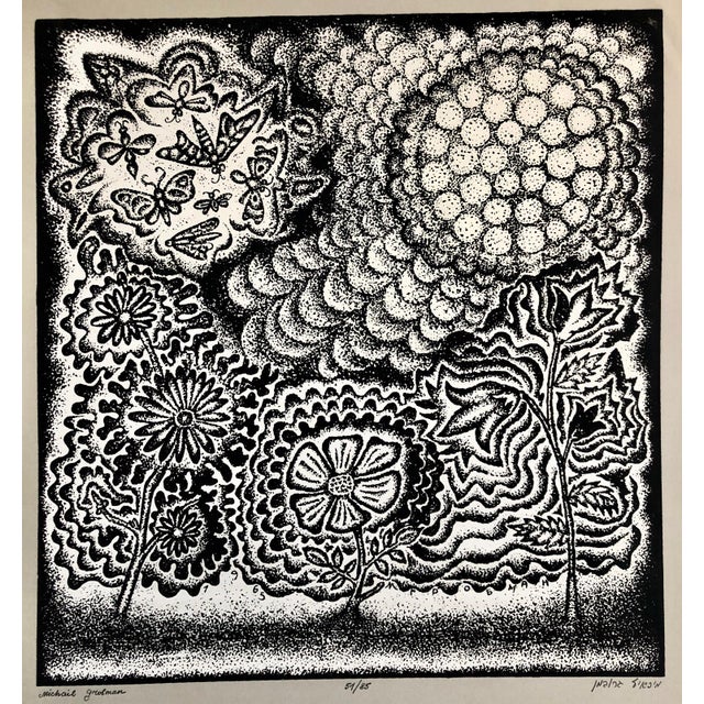 Black Michail Grobman, Large Post Soviet Non Conformist Russian Israeli Volcano Lithograph Silkscreen For Sale - Image 8 of 8