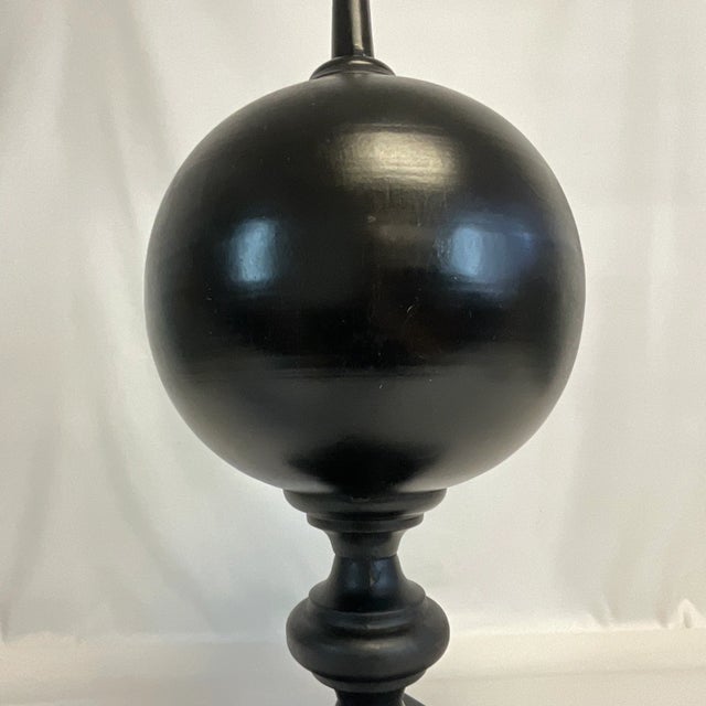 Black Mid-Century Art Deco Large Scale Black Tole Metal Obelisk With Orb Globe. For Sale - Image 8 of 10
