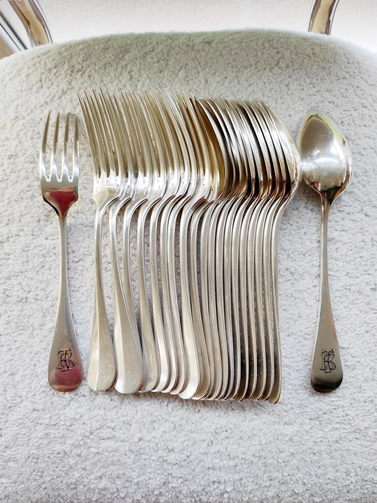 Antique Table Cutlery for Twelve People from Christofle, 1800s